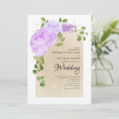 Romantische Paarse tinten Rozen Boho Floral Bruilo Kaart (Staand voorkant)