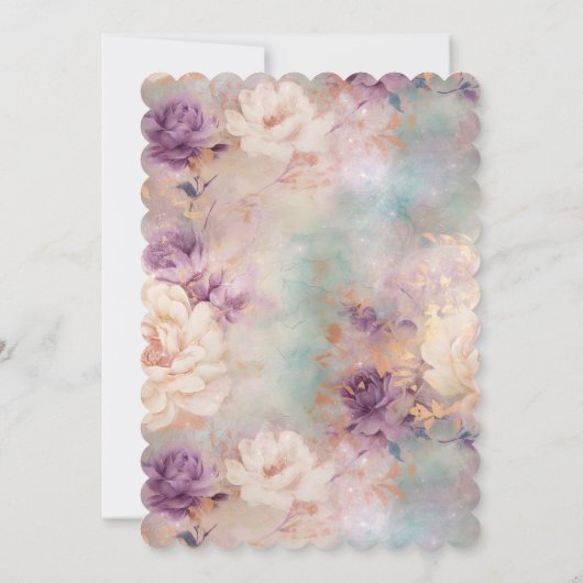 Romantische Paarse Turquoise Blush Bloemen Kaart (Achterkant)