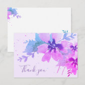 Romantische paarse waterverf bloemige bedankkaart (Voorkant / Achterkant)