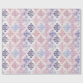 Romantische Paarse Waterverf Damask Cadeaupapier (Vlak)