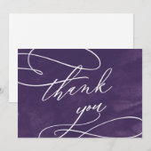 Romantische Paarse Waterverf Weddenschap Hartelijk Bedankkaart (Voorkant / Achterkant)