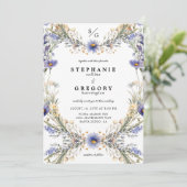 Romantische Paarse Wildflower bruiloft Kaart (Staand voorkant)