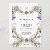 Romantische Paarse Wildflower bruiloft Kaart (Voorkant / Achterkant)