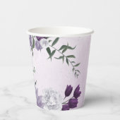 Romantische paarse witte bloemen groen papieren bekers (Achterkant)