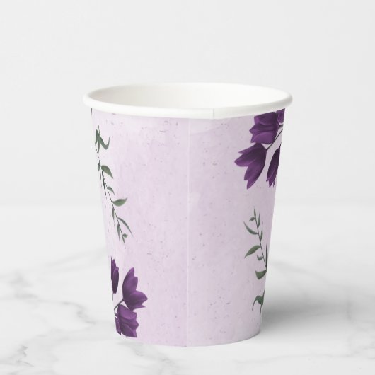 Romantische paarse witte bloemen groen papieren bekers (Rechts)