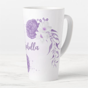 Romantische paarse & witte bloemen latte mok