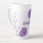 Romantische paarse & witte bloemen latte mok (Linkerhoek)