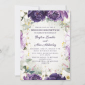 Romantische paarse witte bloemenge bruiloftsrecept kaart (Voorkant)
