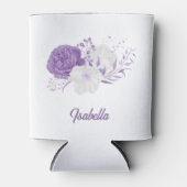 Romantische paarse & witte florale botanische brui blikjeskoeler (Voorkant)