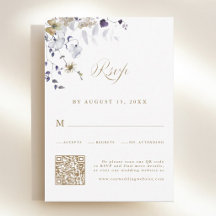 Romantische paarse witte gouden bloemige trouw-QR-