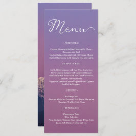 Romantische paarse zonsondergang besneeuwde bergen menu