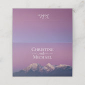 Romantische paarse zonsondergang besneeuwde bergen plaatskaartje (Buitenkant ongevouwen)