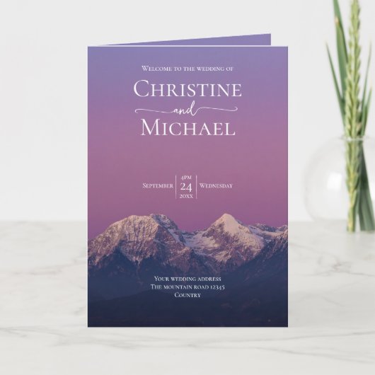 Romantische paarse zonsondergang besneeuwde bergen programma (Voorkant)