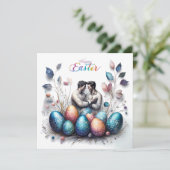 Romantische paas Kaart met liefdevol paar en elega (Staand voorkant)