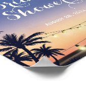 Romantische Palm Beach Slingerlichten Bruidsuitnod Poster (Hoek)
