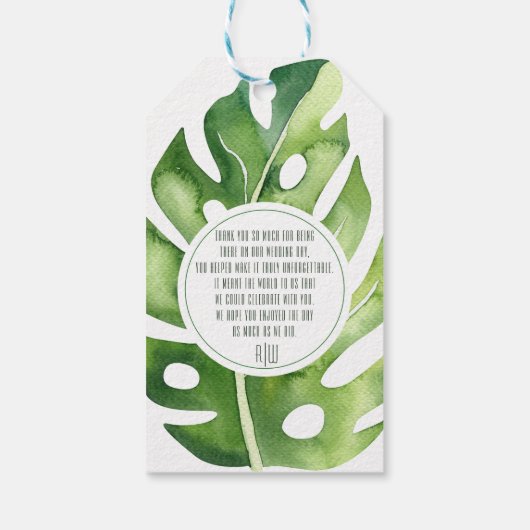 Romantische Palm bruiloft dank u Cadeaulabel (Achterkant)