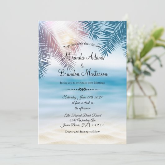 Romantische Palm Tree Tropical Island Beach Bruilo Kaart (Staand voorkant)