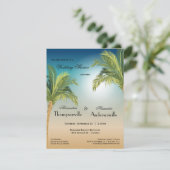 Romantische palmbomen op het strand bij zonsonderg kaart (Staand voorkant)