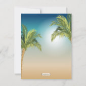 Romantische palmbomen op het strand bij zonsonderg kaart (Achterkant)