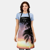 Romantische palmboom zonsondergang gepersonaliseer schort (Gedragen)