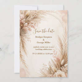 Romantische Pampas Roze Huwelijksbotanica Kaart