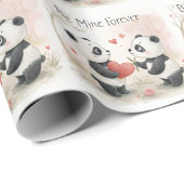 Romantische Panda Kaart - Be Mine Forever Cadeaupapier (Rol Hoek)