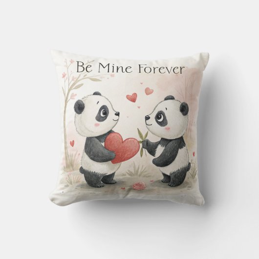 Romantische Panda Kaart - Be Mine Forever Kussen (Voorkant)