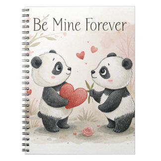 Romantische Panda Kaart - Be Mine Forever Notitieboek
