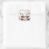 Romantische Panda Kaart - Be Mine Forever Vierkante Sticker (Tas)