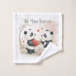 Romantische Panda Kaart - Be Mine Forever Washandje