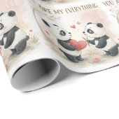 Romantische Panda Kaart Cadeaupapier (Rol Hoek)