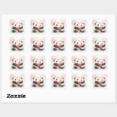 Romantische Panda Kaart Vierkante Sticker (Vel)