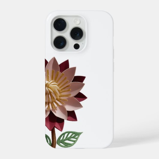 Romantische papieren bloem telefoonhoes – Roze & M iPhone Hoesje (Achterkant)