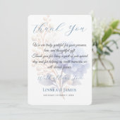 Romantische Parel Hydrangea Blauw Waterverf Huweli Bedankkaart (Staand voorkant)