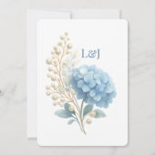 Romantische Parel Hydrangea Blauw Waterverf Huweli Bedankkaart (Achterkant)