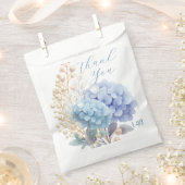 Romantische Parel Hydrangea Blauw Waterverf Huweli Bedankzakje (Geknipt)