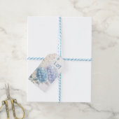Romantische Parel Hydrangea Blauw Waterverf Huweli Cadeaulabel (Met Touw)