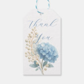 Romantische Parel Hydrangea Blauw Waterverf Huweli Cadeaulabel (Achterkant)