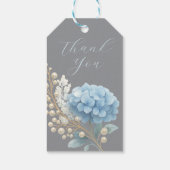 Romantische Parel Hydrangea Blauw Waterverf Huweli Cadeaulabel (Achterkant)