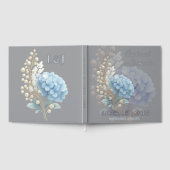 Romantische Parel Hydrangea Blauw Waterverf Huweli Gastenboek (Volledig)