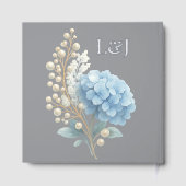 Romantische Parel Hydrangea Blauw Waterverf Huweli Gastenboek (Achterkant)