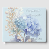 Romantische Parel Hydrangea Blauw Waterverf Huweli Gastenboek (Voorkant)