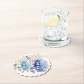 Romantische Parel Hydrangea Blauw Waterverf Huweli Kartonnen Onderzetters (Insitu)