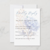 Romantische Parel Hydrangea Blauw Waterverf Huweli RSVP Kaartje (Voorkant)