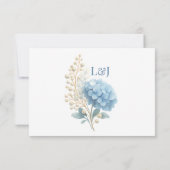 Romantische Parel Hydrangea Blauw Waterverf Huweli RSVP Kaartje (Achterkant)