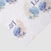 Romantische Parel Hydrangea Blauw Waterverf Huweli Tissuepapier (Detail)