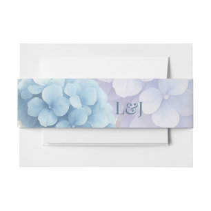 Romantische Parel Hydrangea Blauw Waterverf Huweli Uitnodigingen Wikkel
