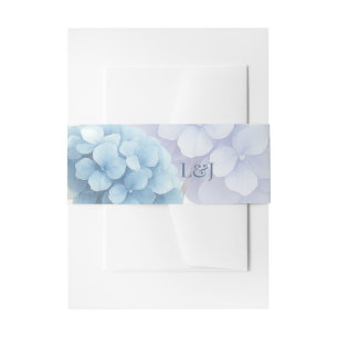 Romantische Parel Hydrangea Blauw Waterverf Huweli Uitnodigingen Wikkel