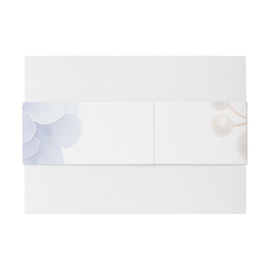 Romantische Parel Hydrangea Blauw Waterverf Huweli Uitnodigingen Wikkel (Achterkant Voorbeeld)