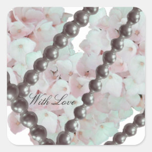 Romantische Parels en Bloemen Vierkante Sticker